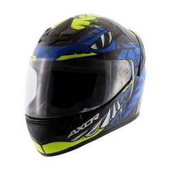 Axor Rage Python Full Face Helmet With Optically Correct Visor (Dull Black Blue, M)